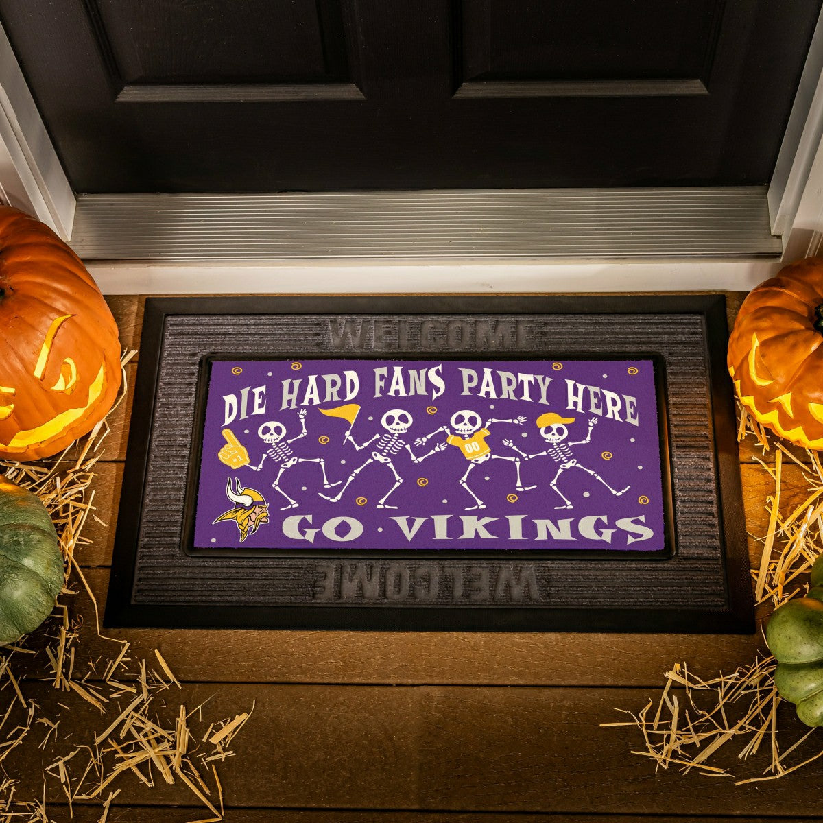 Minnesota Vikings Flocked Coir Halloween Sassafras Switch Mat, 22"x10", NFL