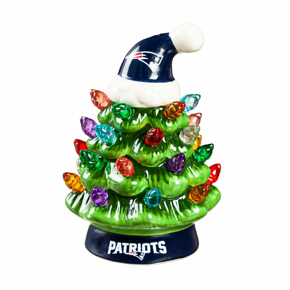 4" Mini LED Tabletop Christmas Tree, Set of 2, New England Patriots, NFL, Home