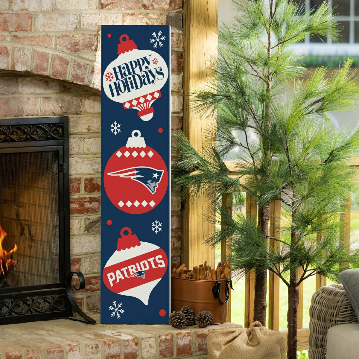 47" Double Sided Leaner, New England Patriots, Christmas, NFL, Home