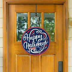 New England Patriots Holiday Round Door Décor with Hanging Rope, 18x18, NFL, Home