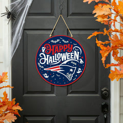 New England Patriots Halloween Round Door Décor with Hanging Rope, 18x, NFL, Home