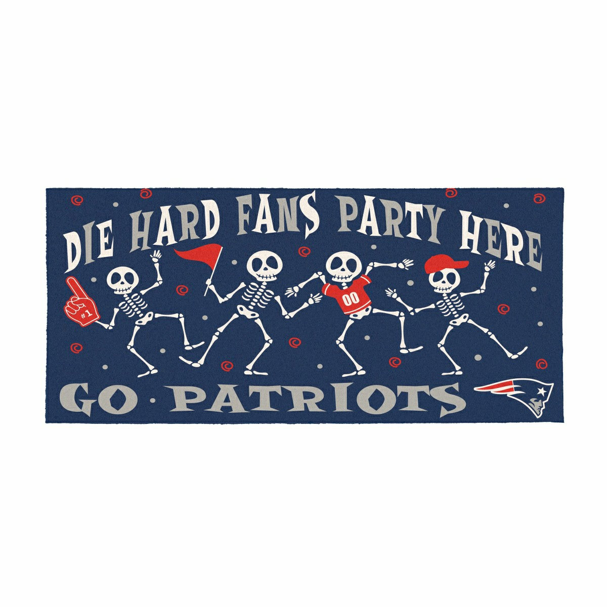 New England Patriots Flocked Coir Halloween Sassafras Switch Mat, 22"x, NFL