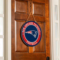 New England Patriots Round Door Décor with Hanging Rope, 18x18, NFL, Home