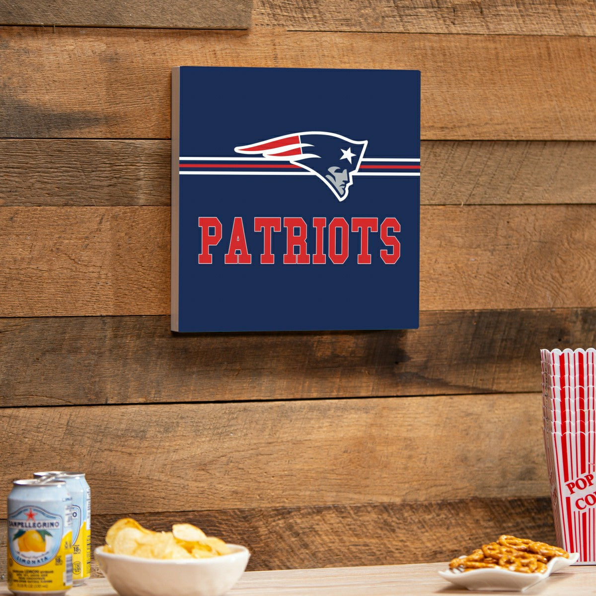 New England Patriots Wood Wall Sign, 12x12, NFL, Home