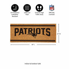 New England Patriots Extra Large One Color Coir Mat, 60"x24", NFL