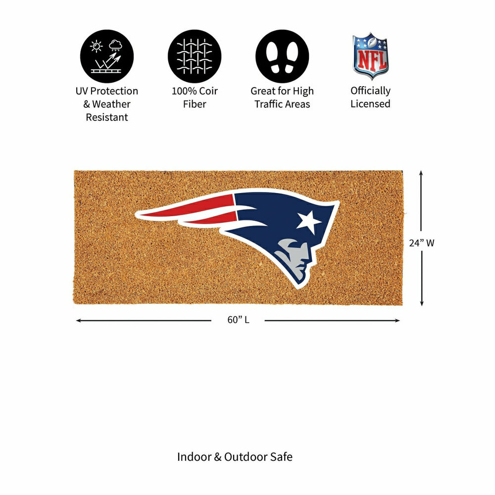New England Patriots Extra Large Full Color Coir Mat, 60"x24", NFL
