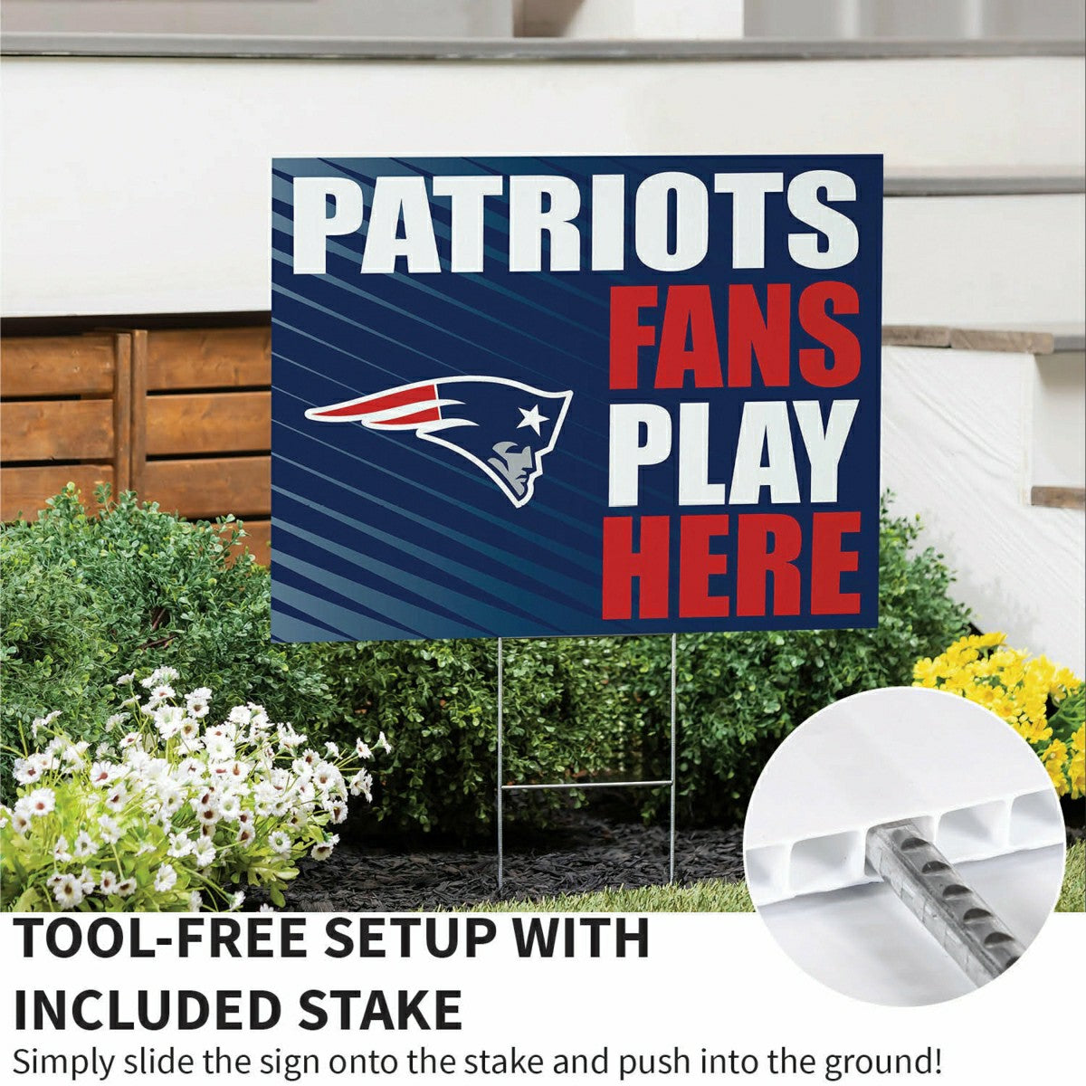 New England Patriots Coroplast Yard Sign "Fans Play Here", NFL, Home