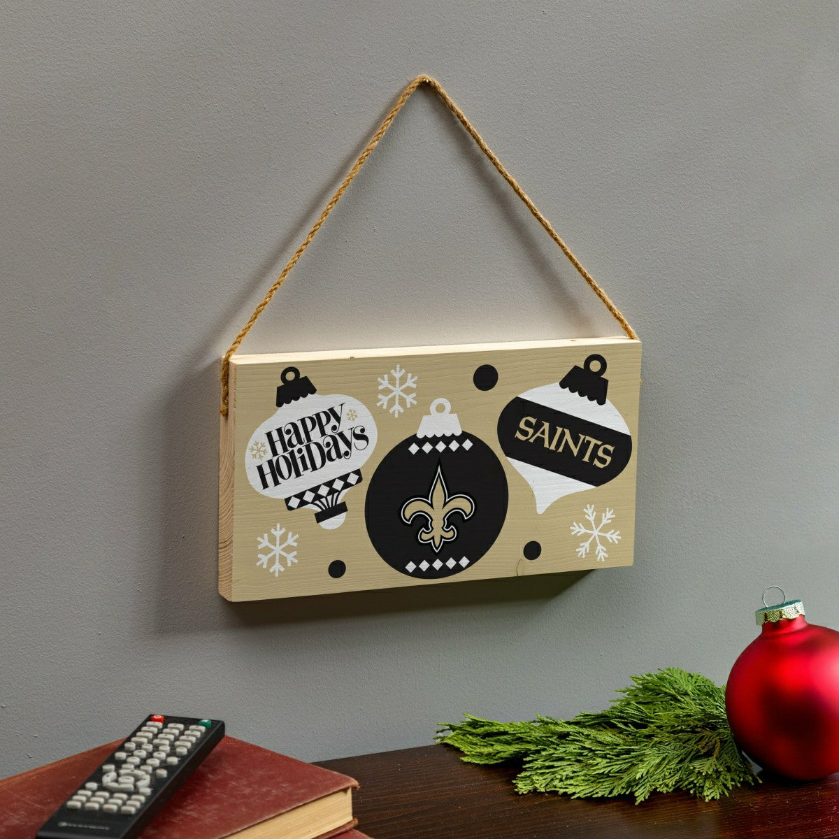 New Orleans Saints Holiday Wood Wall Sign, 6x11, NFL, Home