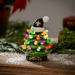 4" Mini LED Tabletop Christmas Tree, Set of 2, New Orleans Saints, NFL, Home