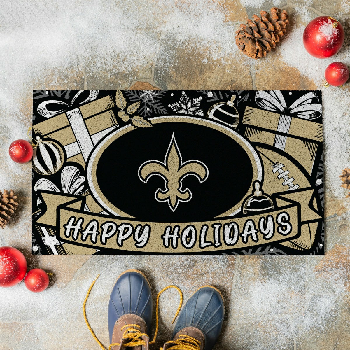 New Orleans Saints Holiday PVC Mat, 28"x16", NFL