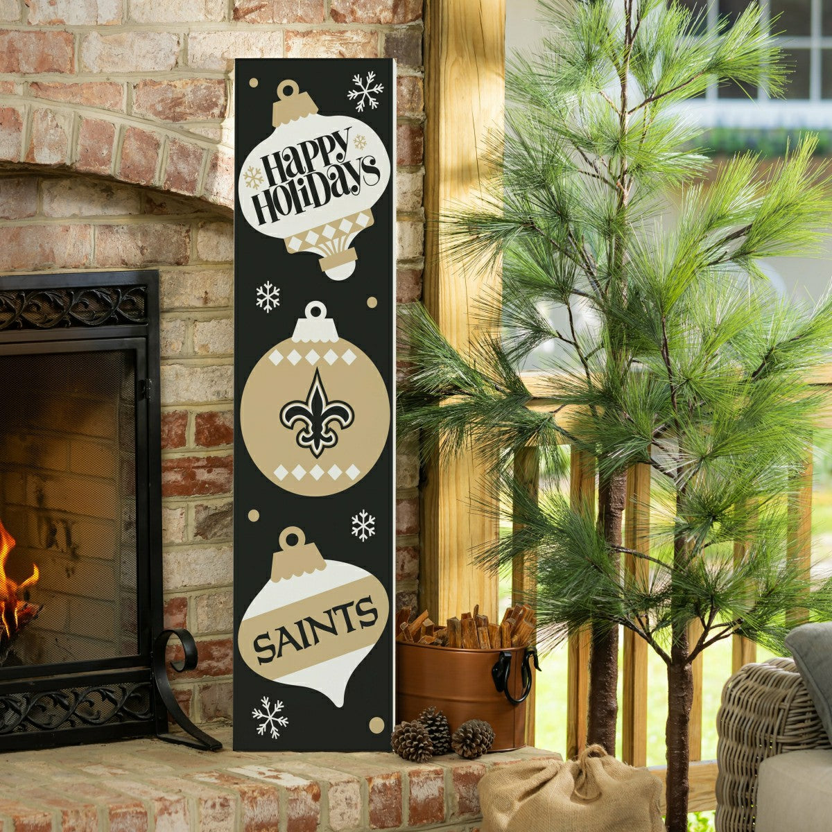 47" Double Sided Leaner, New Orleans Saints, Christmas, NFL, Home
