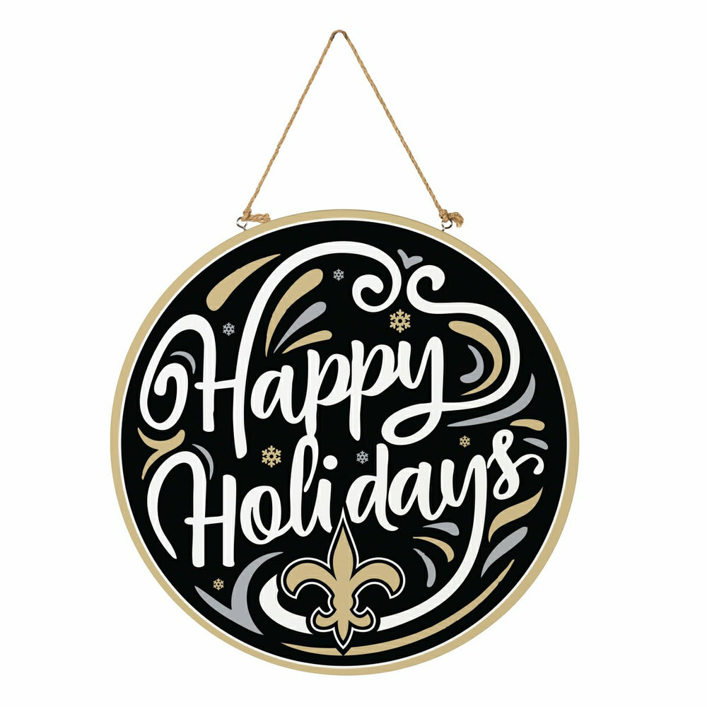 New Orleans Saints Holiday Round Door Décor with Hanging Rope, 18x18, NFL, Home