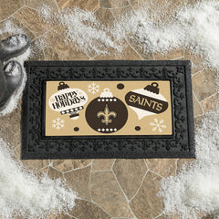 New Orleans Saints Holiday Flocked Coir Sassafras Switch Mat, 22"x10", NFL