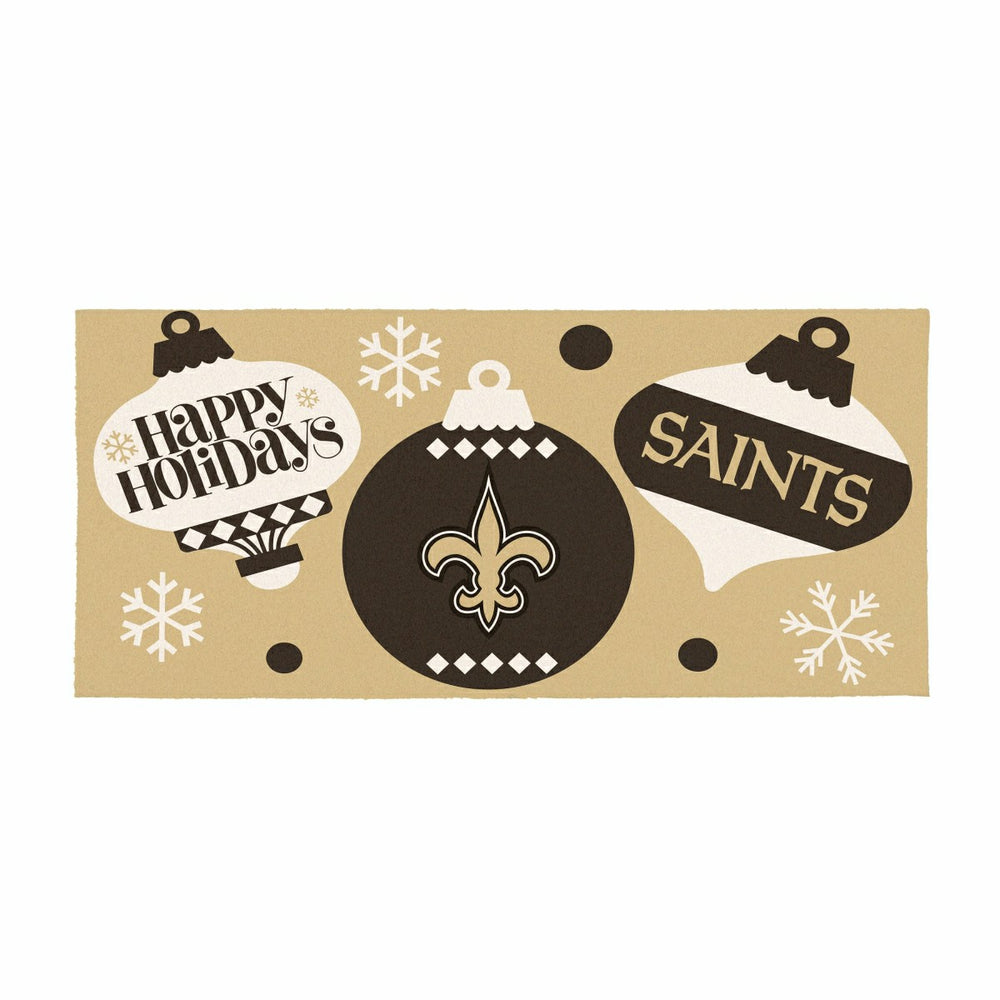 New Orleans Saints Holiday Flocked Coir Sassafras Switch Mat, 22"x10", NFL