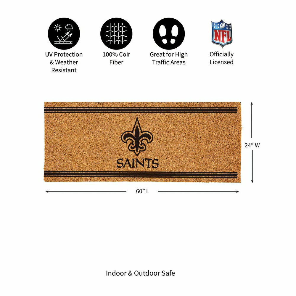 New Orleans Saints Extra Large One Color Coir Mat, 60"x24", NFL