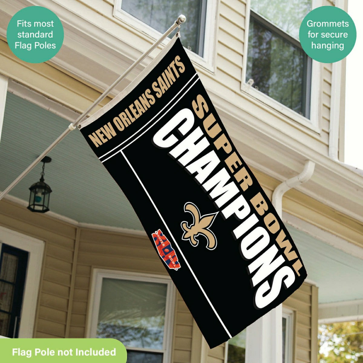 New Orleans Saints Superbowl XLIV Champions Football 3x5 Flag, NFL, Home