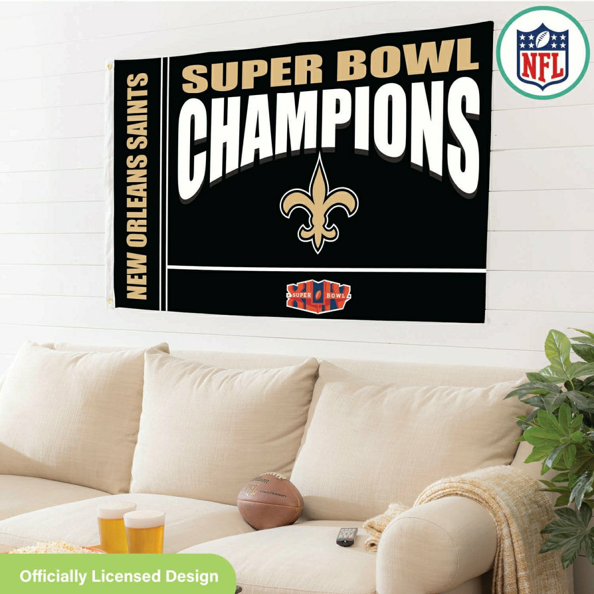 New Orleans Saints Superbowl XLIV Champions Football 3x5 Flag, NFL, Home