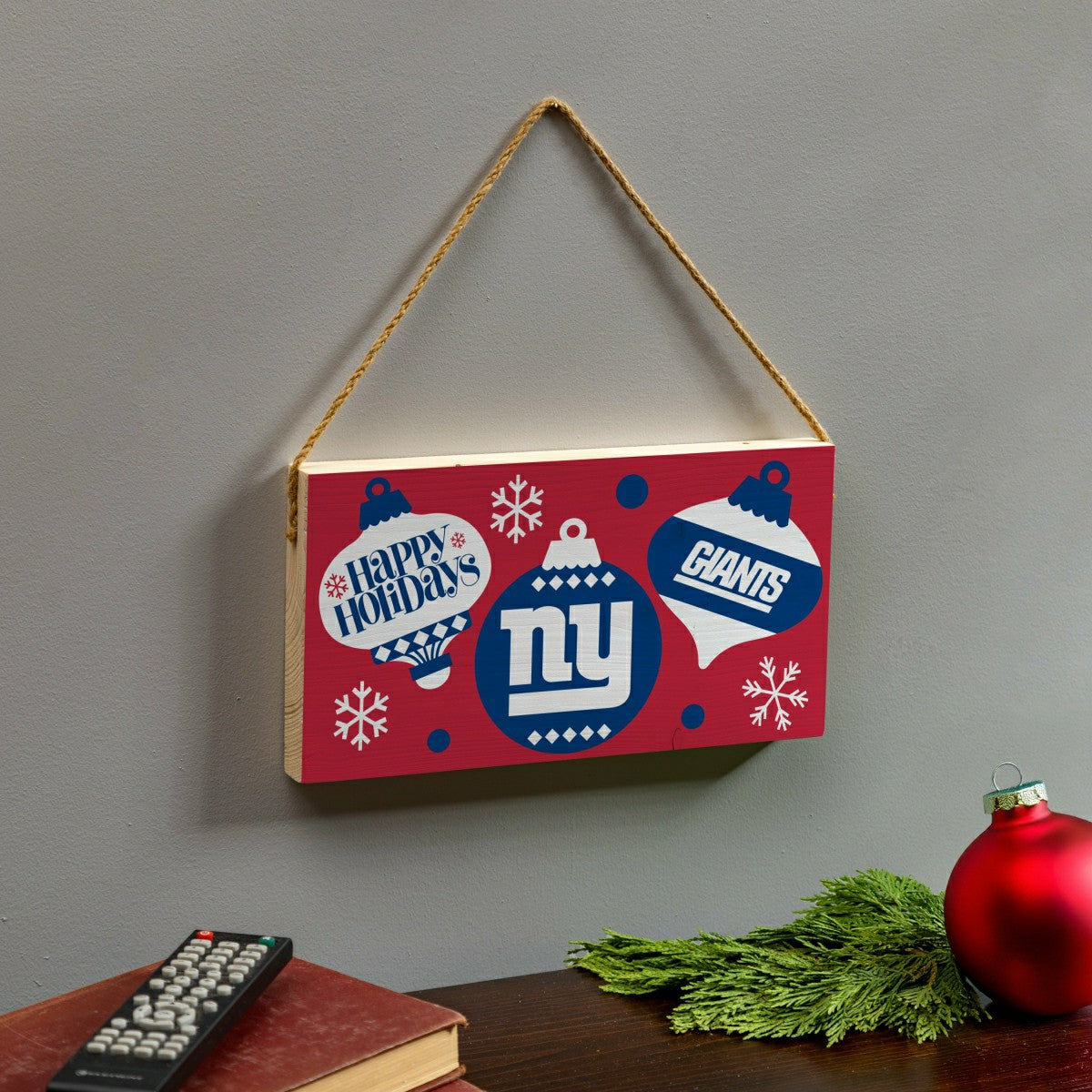 New York Giants Holiday Wood Wall Sign, 6x11, NFL, Home