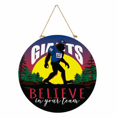 New York Giants Bigfoot Round Door Décor with Hanging Rope, 18x18, NFL, Home