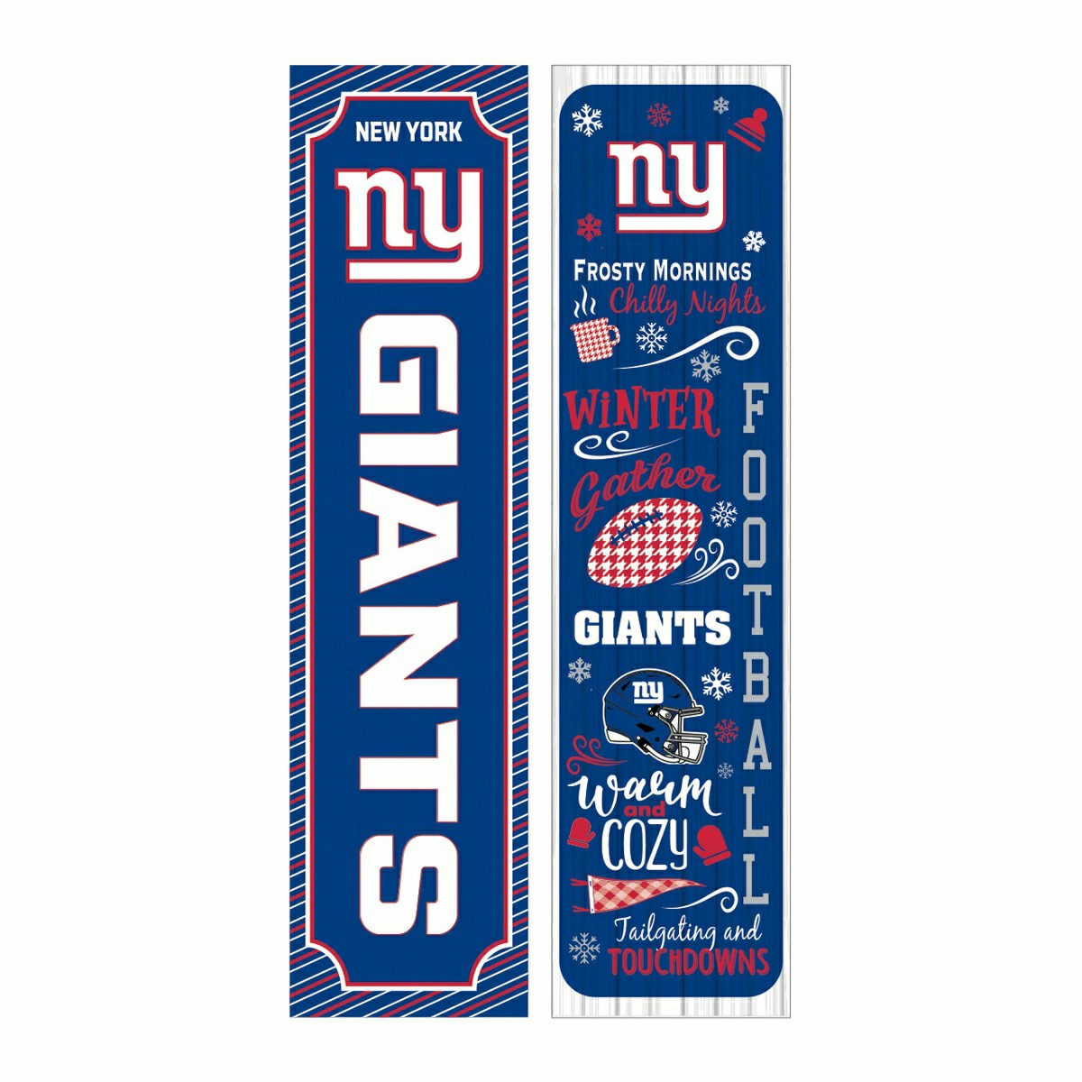46" Double Sided Leaner, New York Giants, Winter Seasonal, NFL, Home