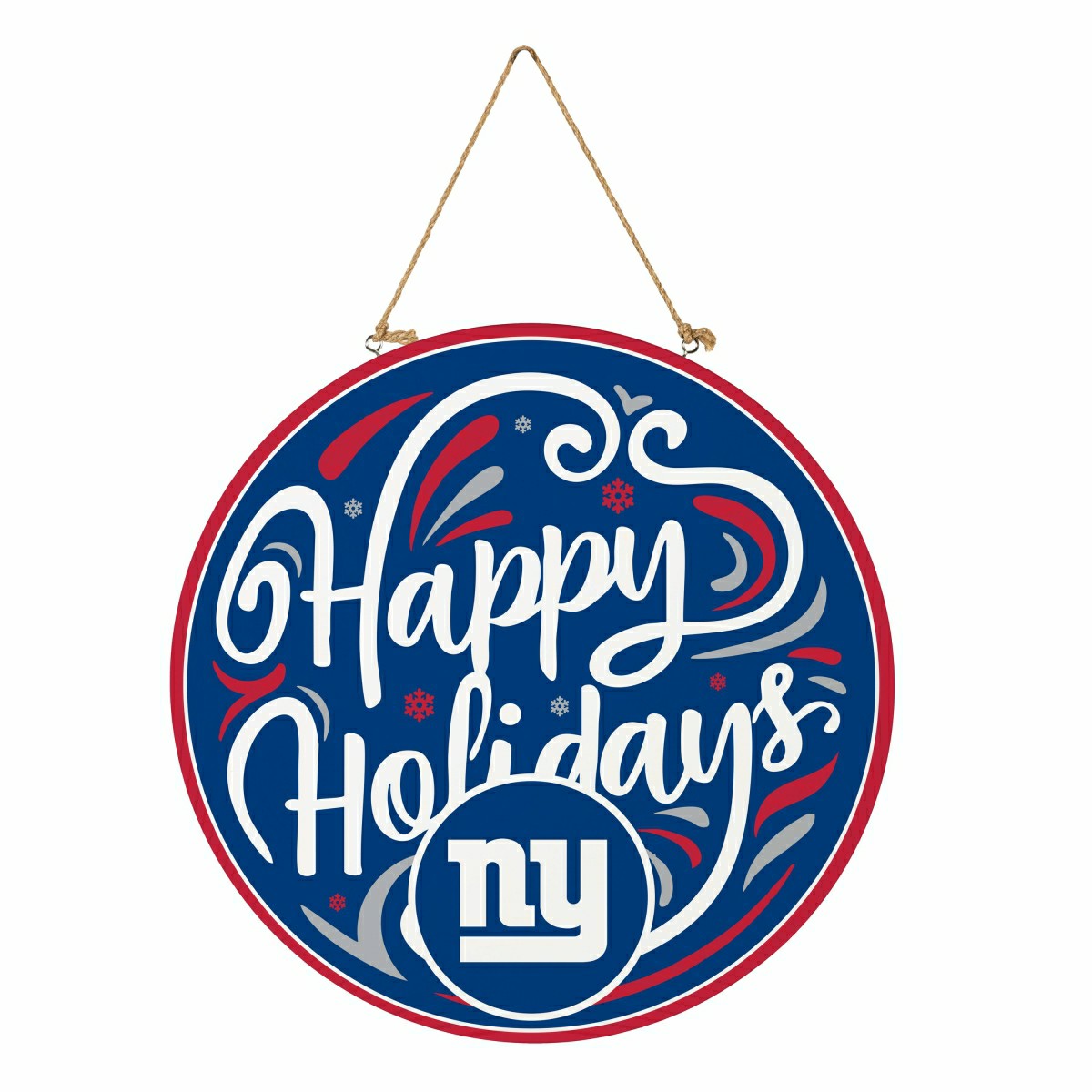 New York Giants Holiday Round Door Décor with Hanging Rope, 18x18, NFL, Home