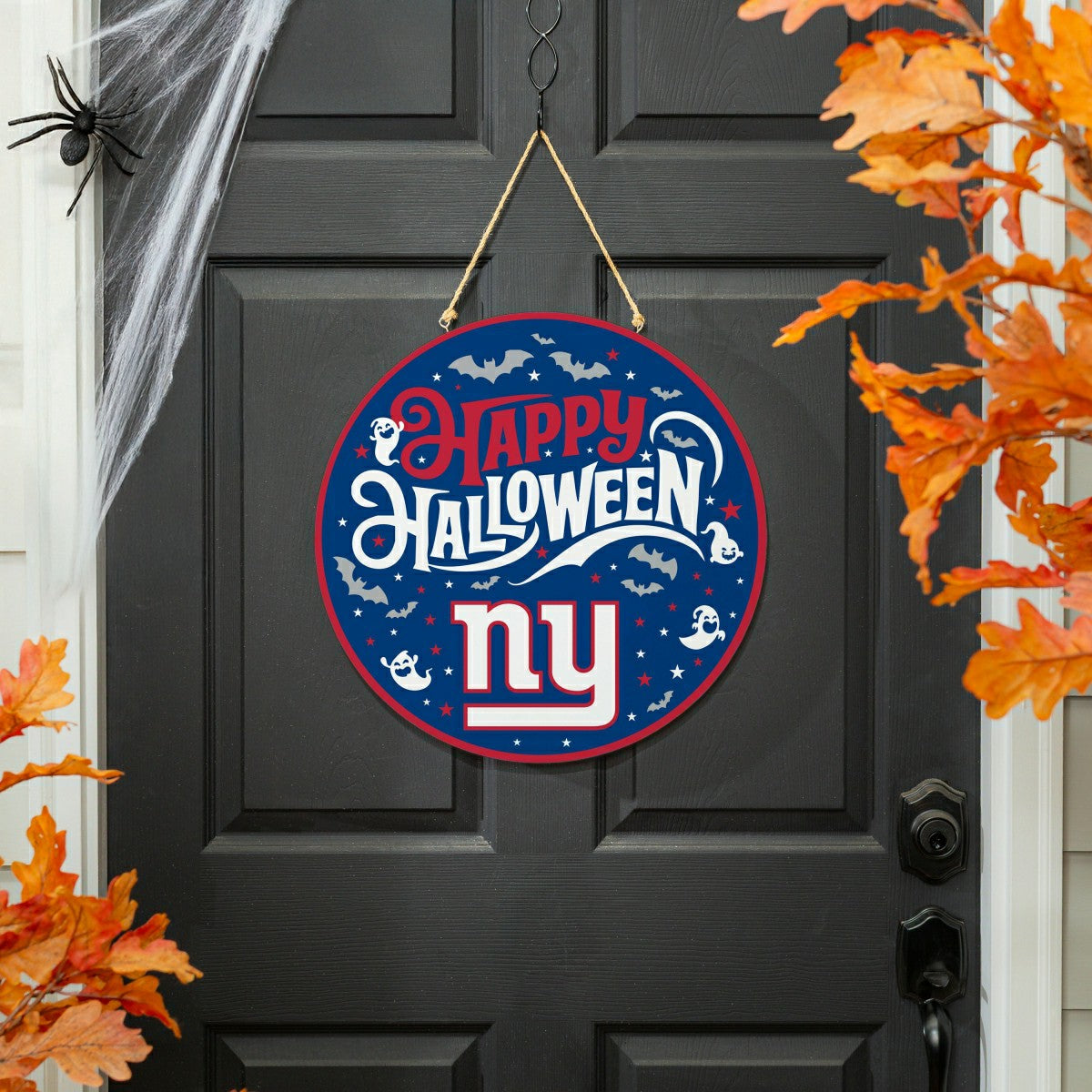 New York Giants Halloween Round Door Décor with Hanging Rope, 18x18, NFL, Home