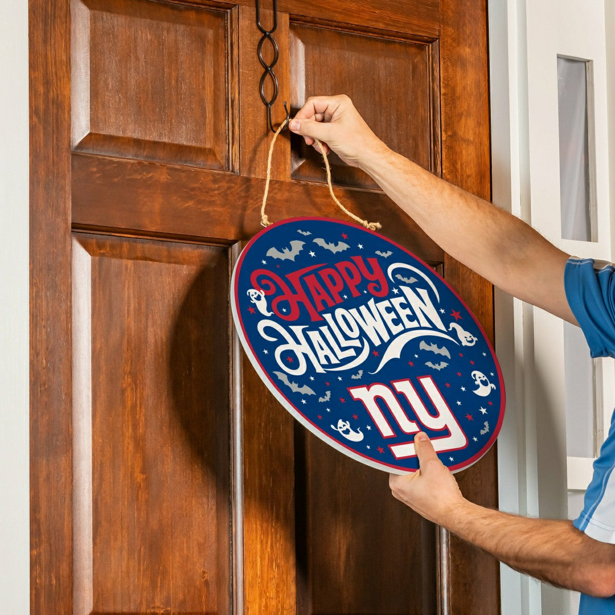 New York Giants Halloween Round Door Décor with Hanging Rope, 18x18, NFL, Home