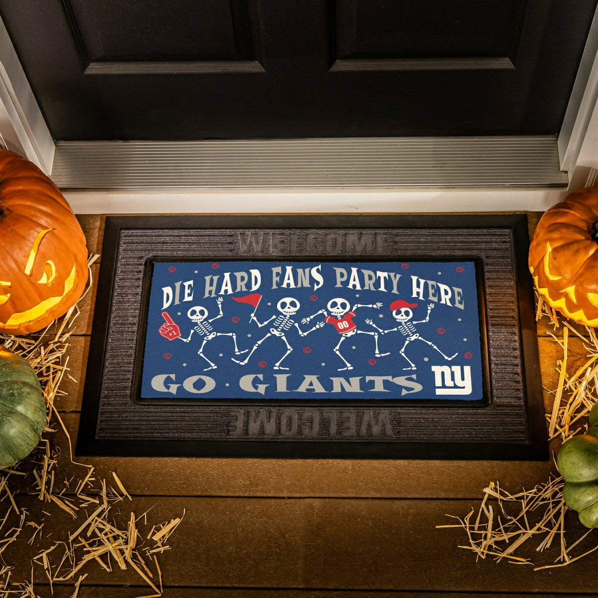 New York Giants Flocked Coir Halloween Sassafras Switch Mat, 22"x10", NFL