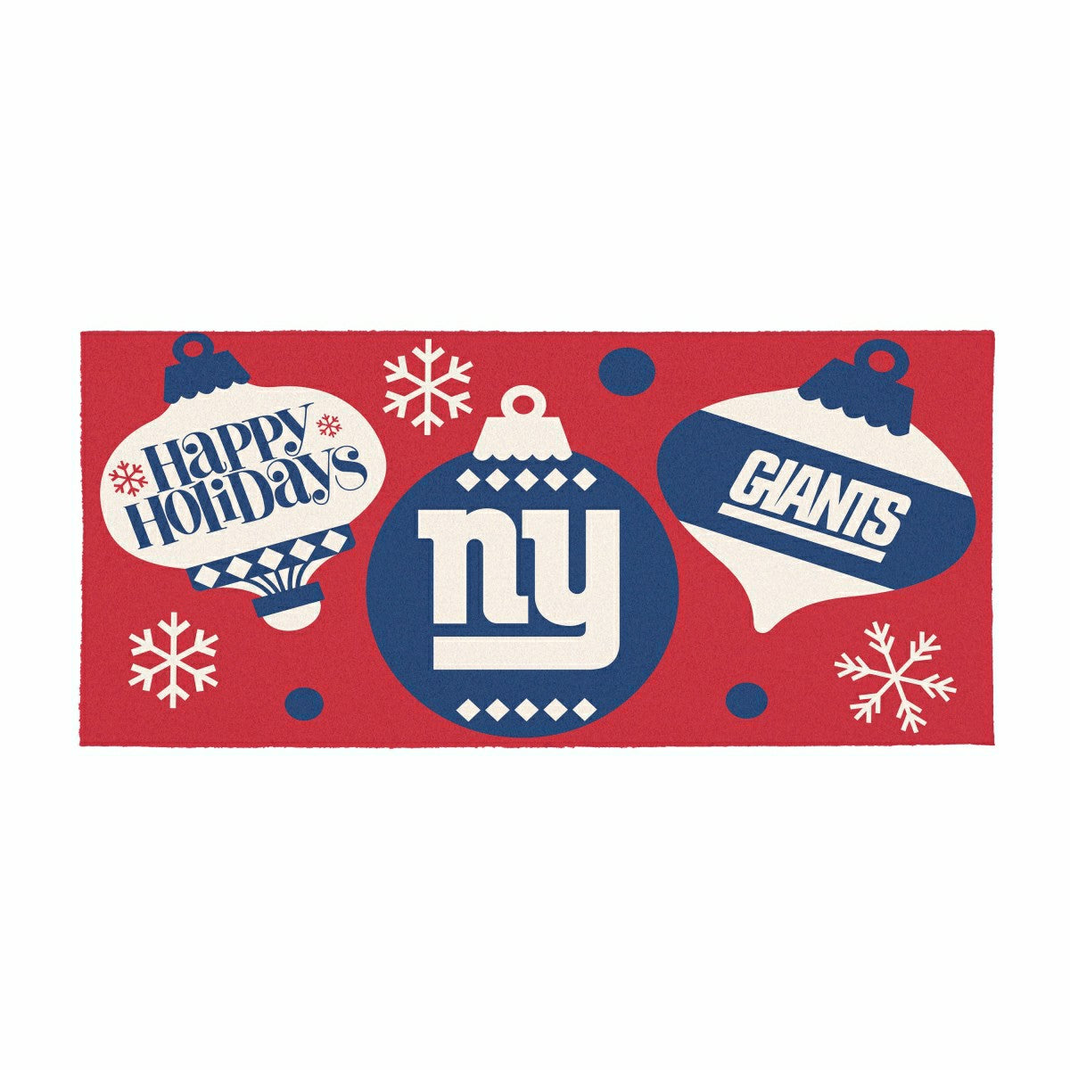 New York Giants Holiday Flocked Coir Sassafras Switch Mat, 22"x10", NFL