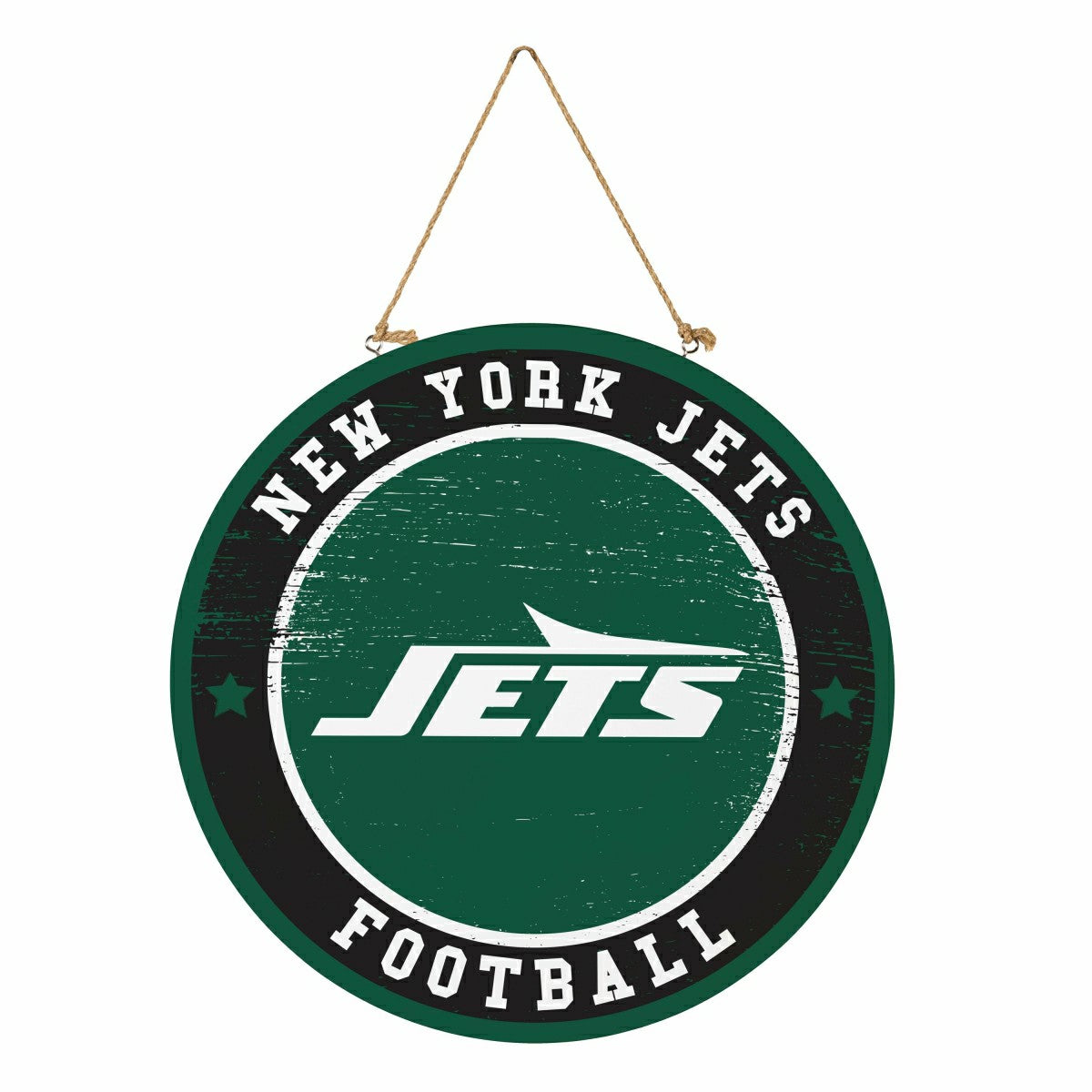 New York Jets Round Door Décor with Hanging Rope, 18x18, NFL, Home