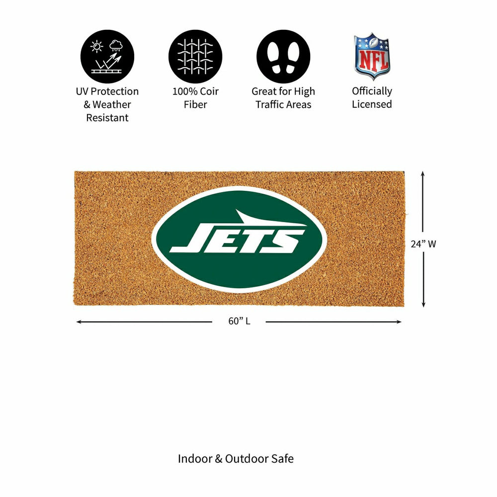 New York Jets Extra Large Full Color Coir Mat, 60"x24", NFL