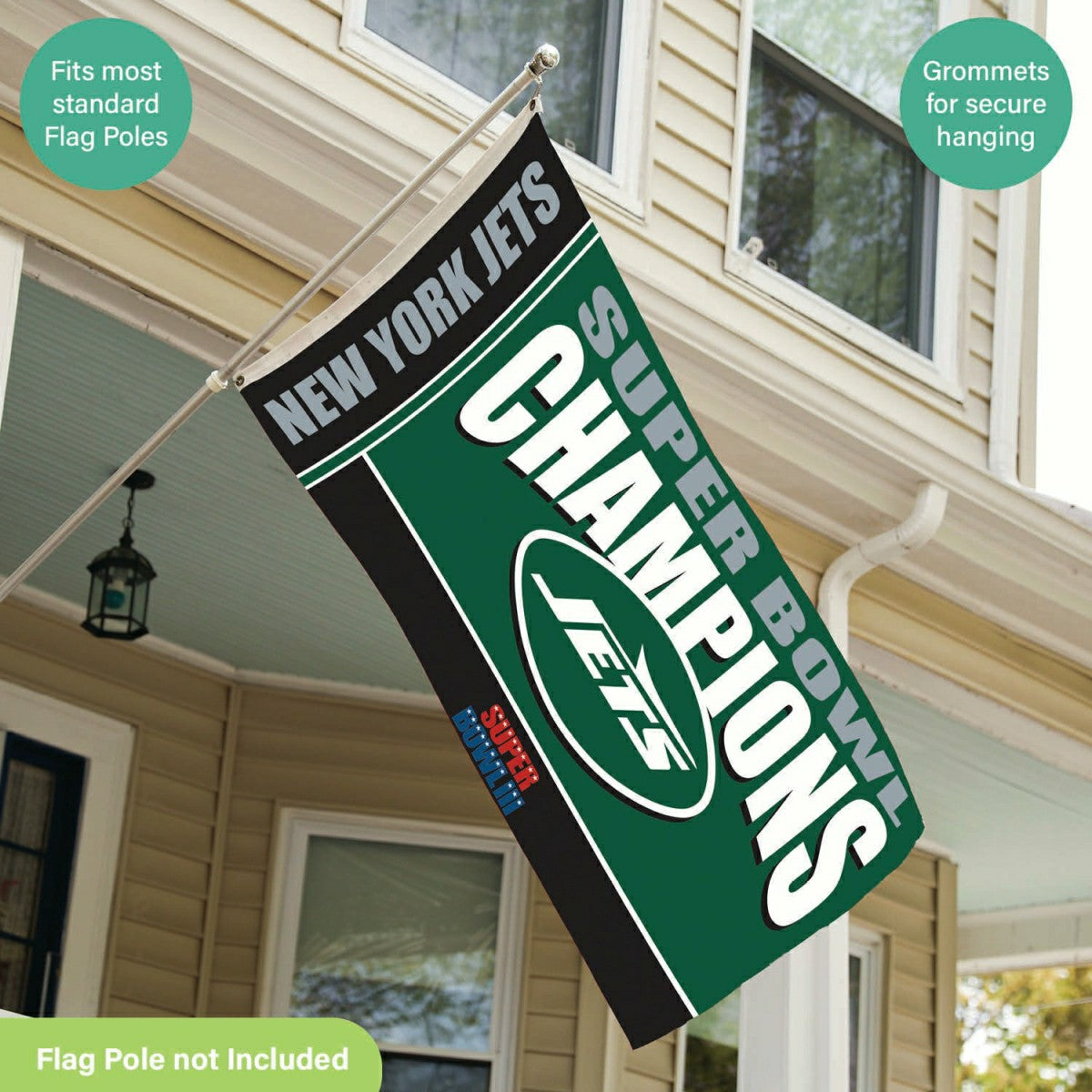 New York Jets Superbowl III Champions Football 3x5 Flag, NFL, Home