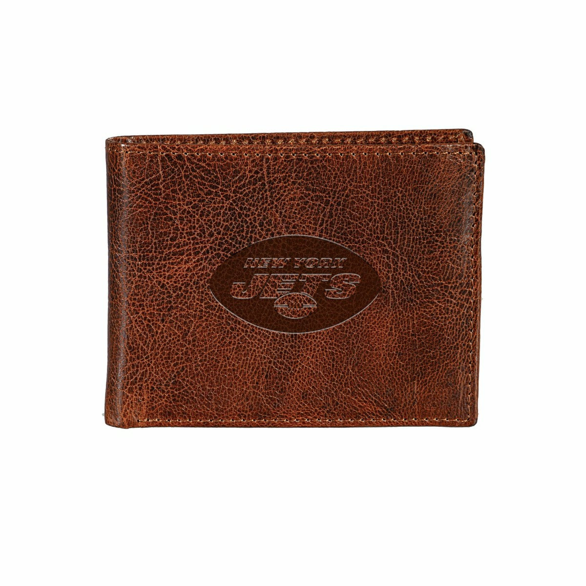 New York Jets, Embossed 100% Genuine Tumbled Leather Passcase Bi-Fold , NFL, Home