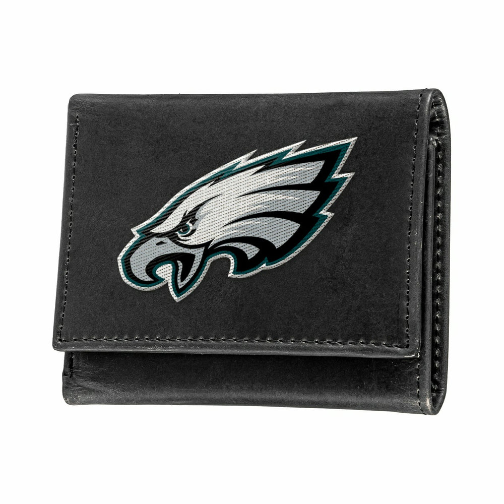 Philadelphia Eagles Black Tri-Fold Embroidered Wallet w/ RFID Blocking, NFL, Home