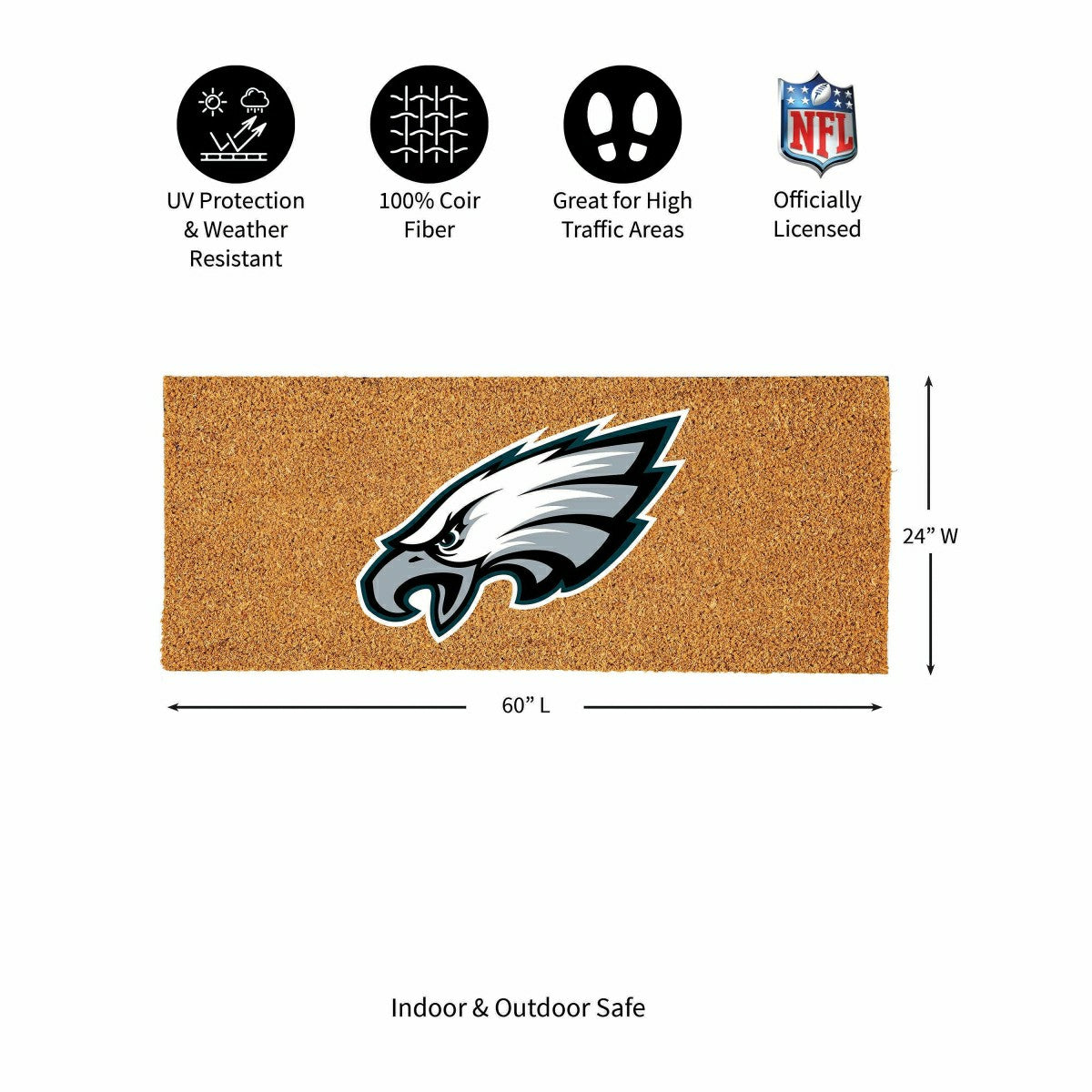 Philadelphia Eagles Extra Large Full Color Coir Mat, 60"x24", NFL