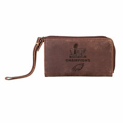 Philadelphia Eagles Super Bowl 59 Champions Wristlet Wallet, Brown, NFL