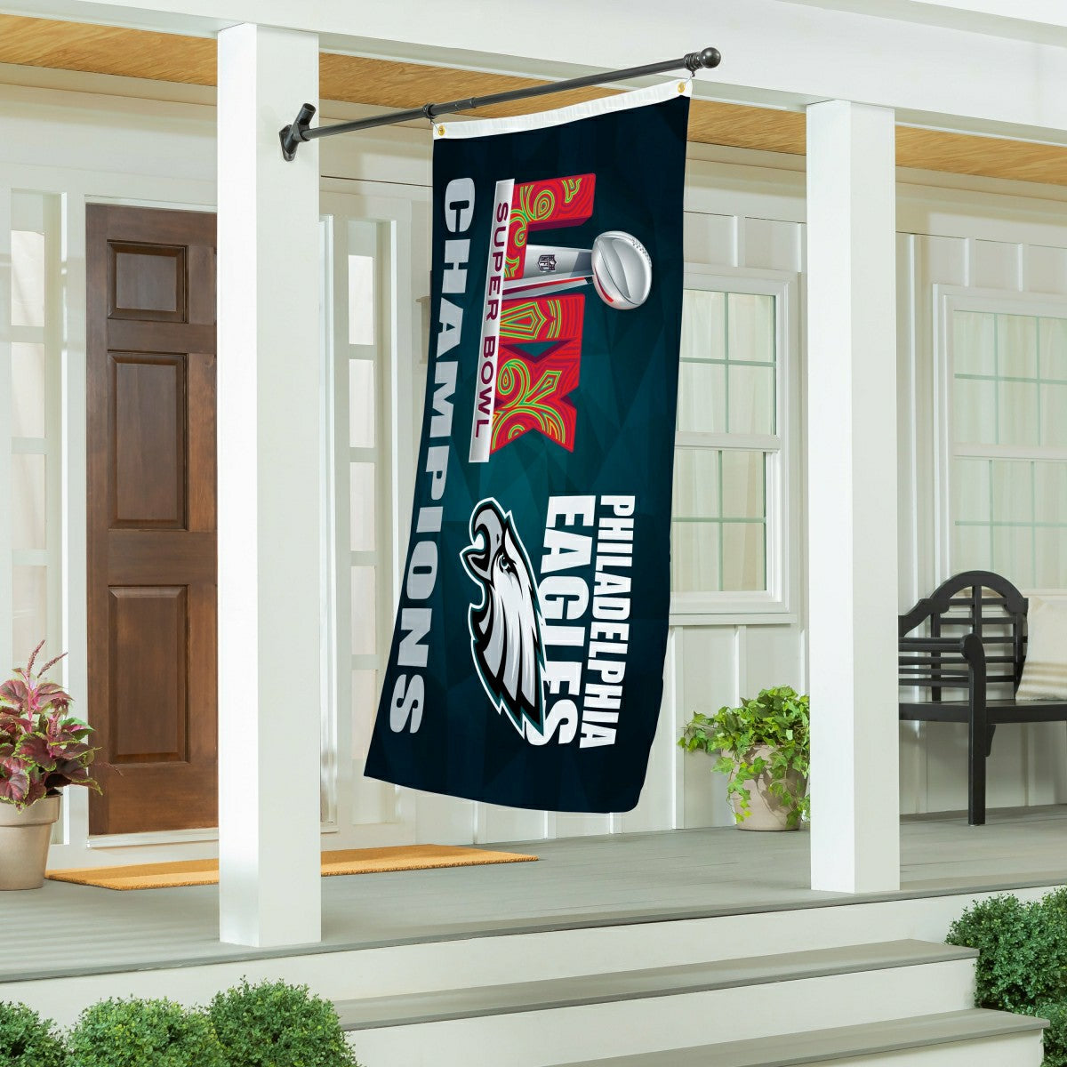Philadelphia Eagles Super Bowl 59 Champions Single Sided Flag w/ 2 Gro, NFL