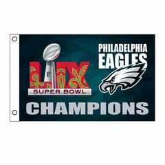 Philadelphia Eagles Super Bowl 59 Champions Single Sided Flag w/ 2 Gro, NFL
