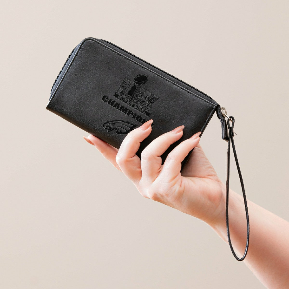 Philadelphia Eagles Super Bowl 59 Champions Wristlet Wallet, Black, NFL