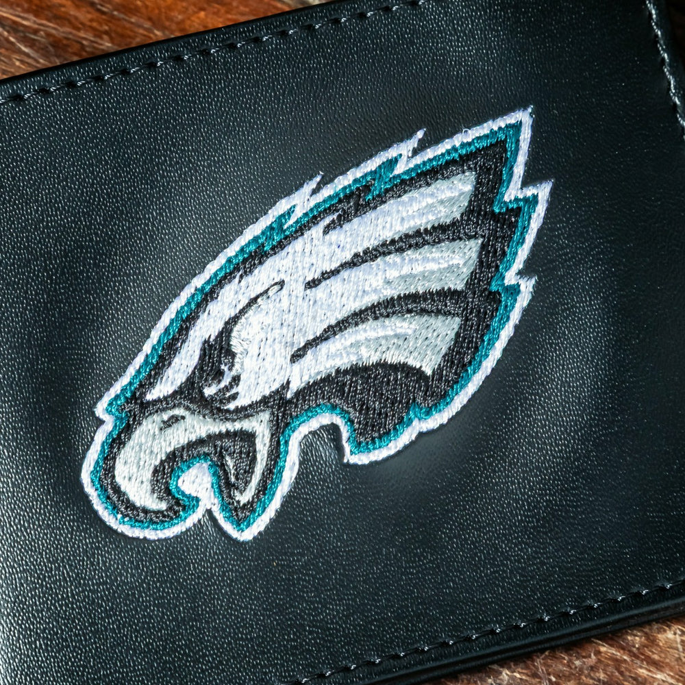 Philadelphia Eagles Black Bi-Fold Embroidered Wallet w/ RFID Blocking, NFL, Home