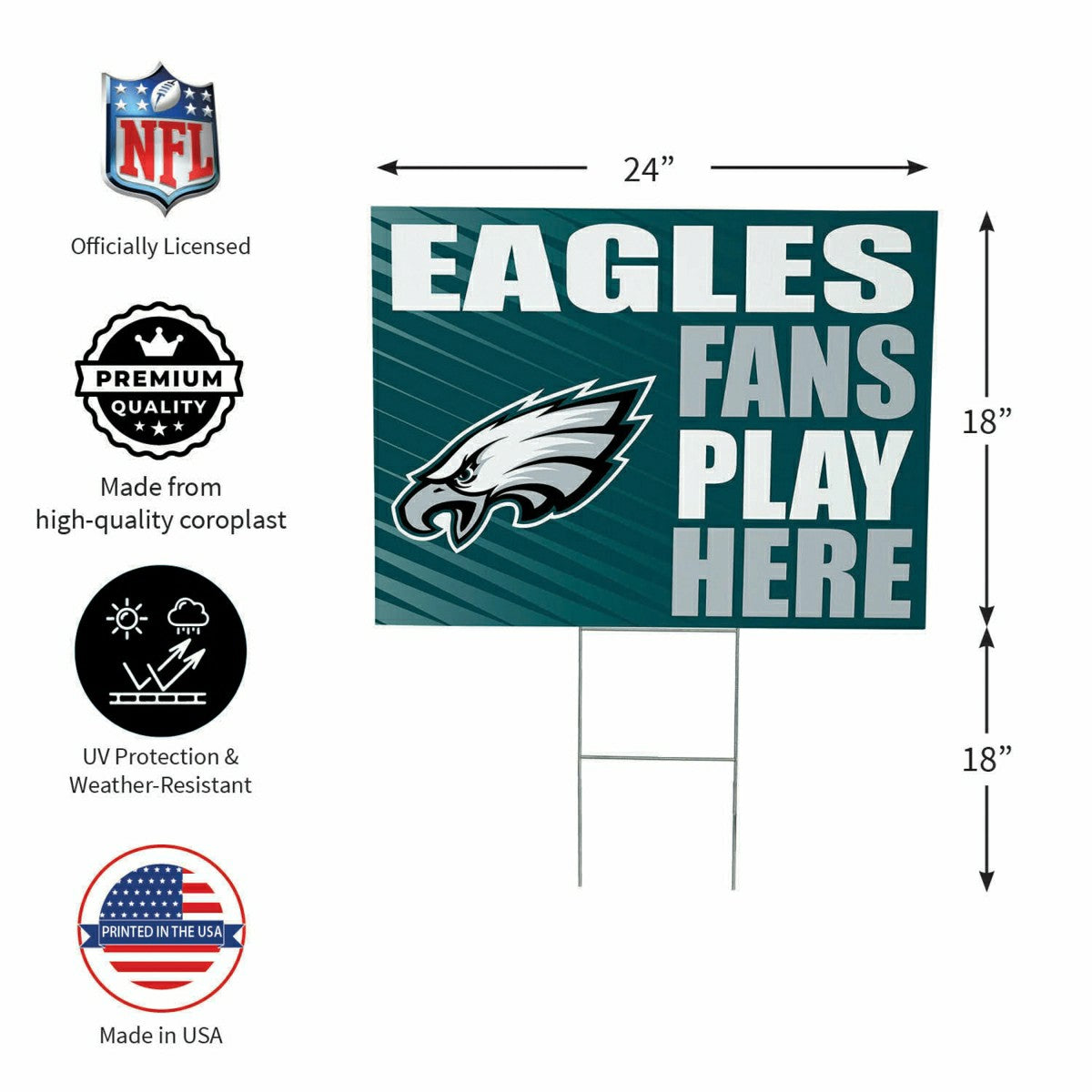 Philadelphia Eagles Coroplast Yard Sign "Fans Play Here", NFL, Home