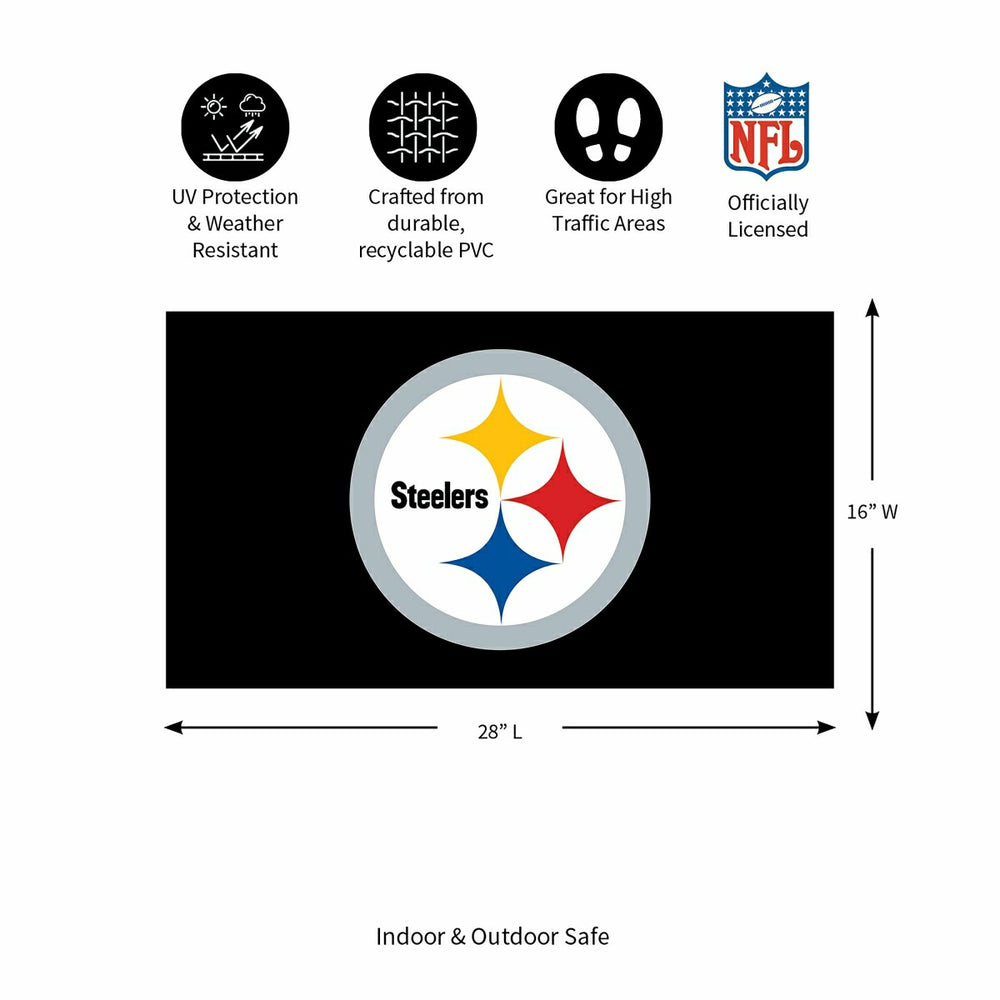 Full Color PVC Mat, 16" x 28", Pittsburgh Steelers, NFL
