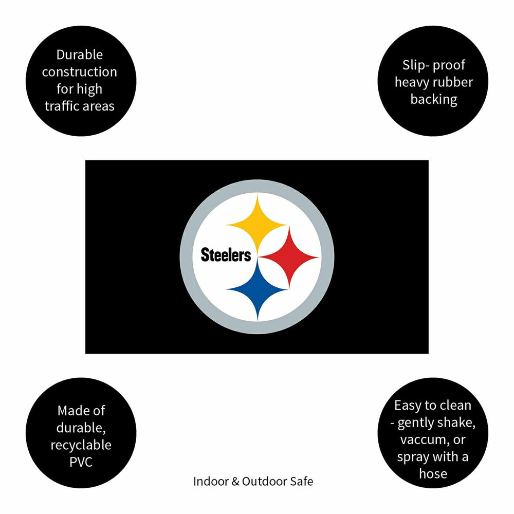 Full Color PVC Mat, 16" x 28", Pittsburgh Steelers, NFL
