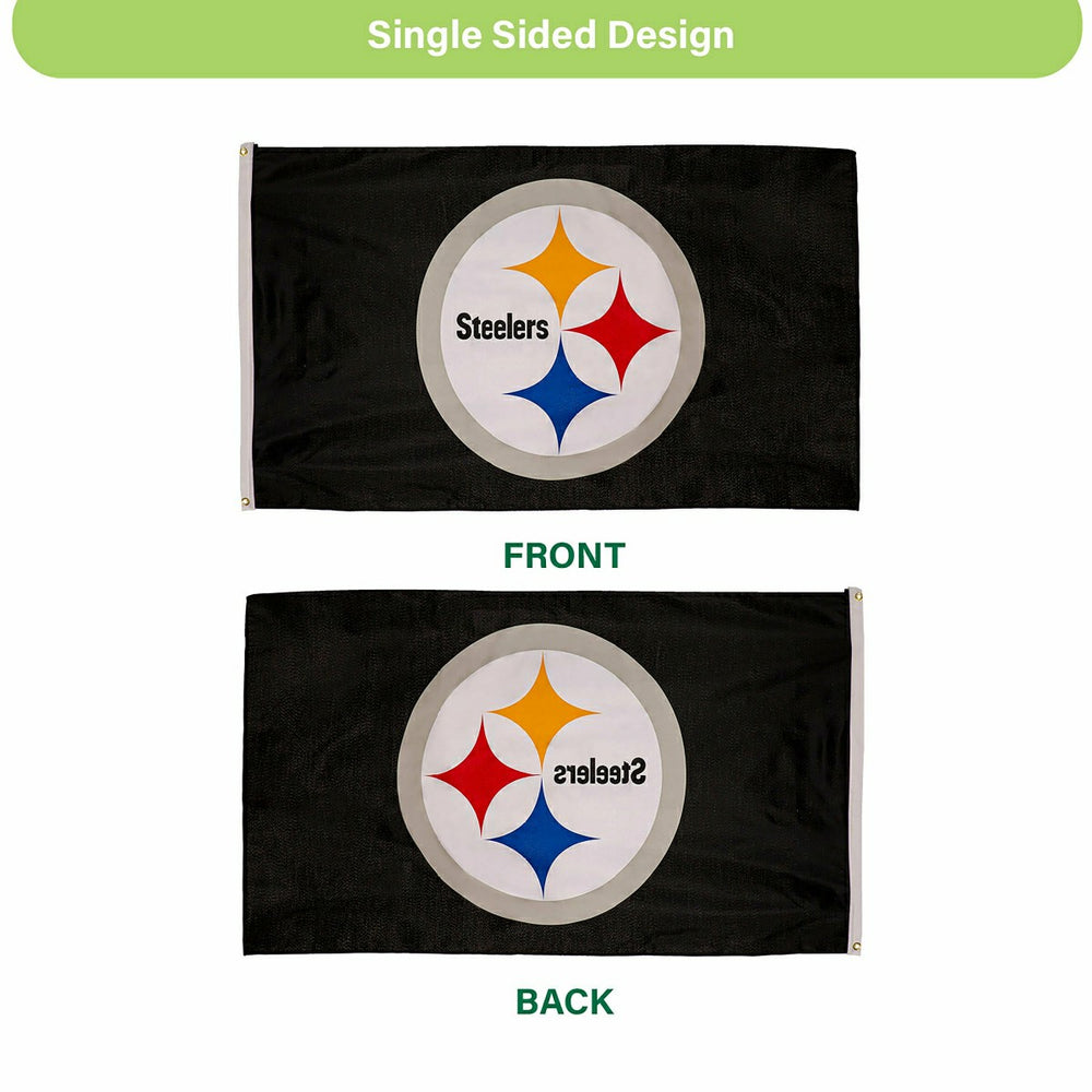 Pittsburgh Steelers Single Sided Estate Flag with 2 Grommets, 3'x5', NFL, Home