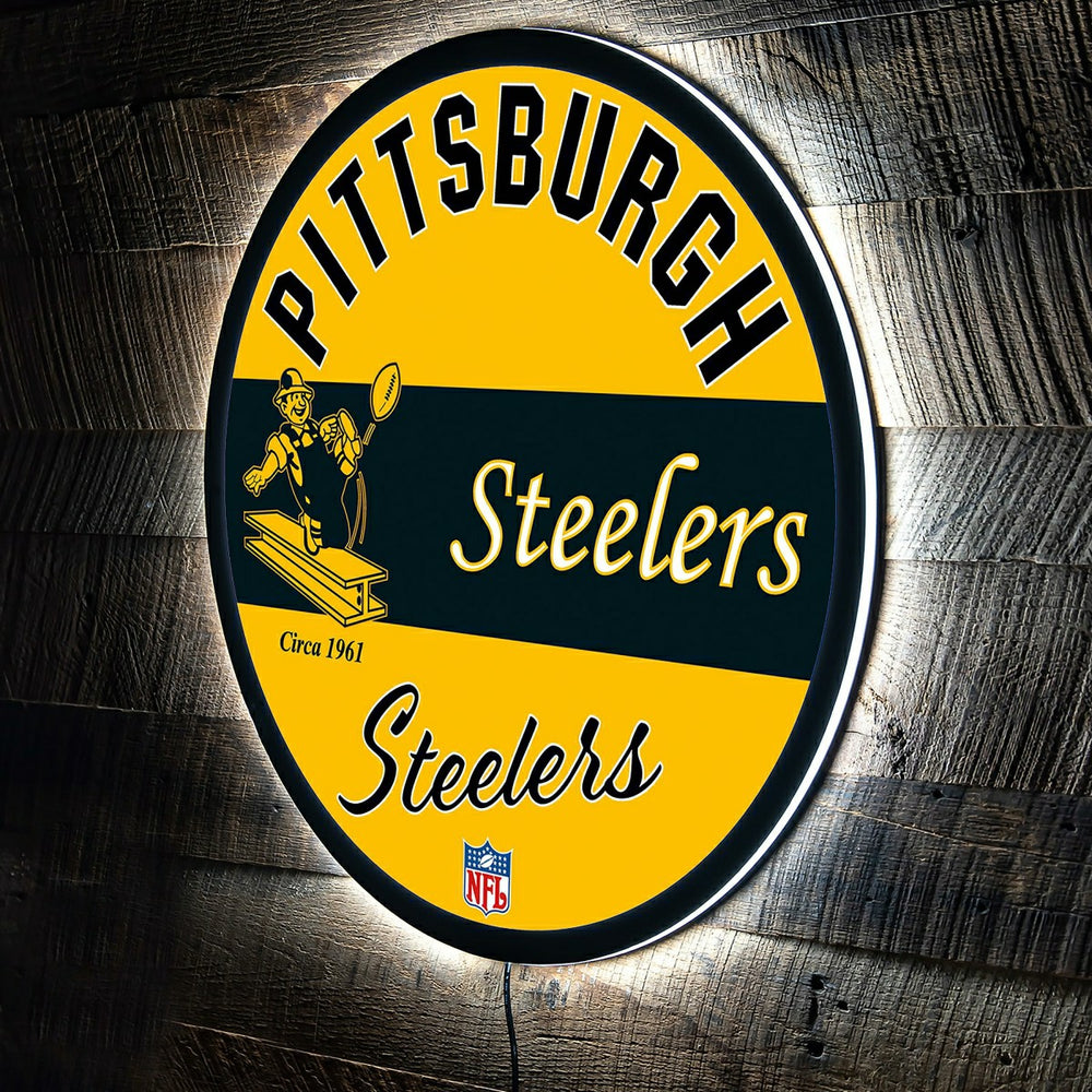 Pittsburgh Steelers NFL Football Large Round Vintage Edgelite LED Deco, NFL, Home