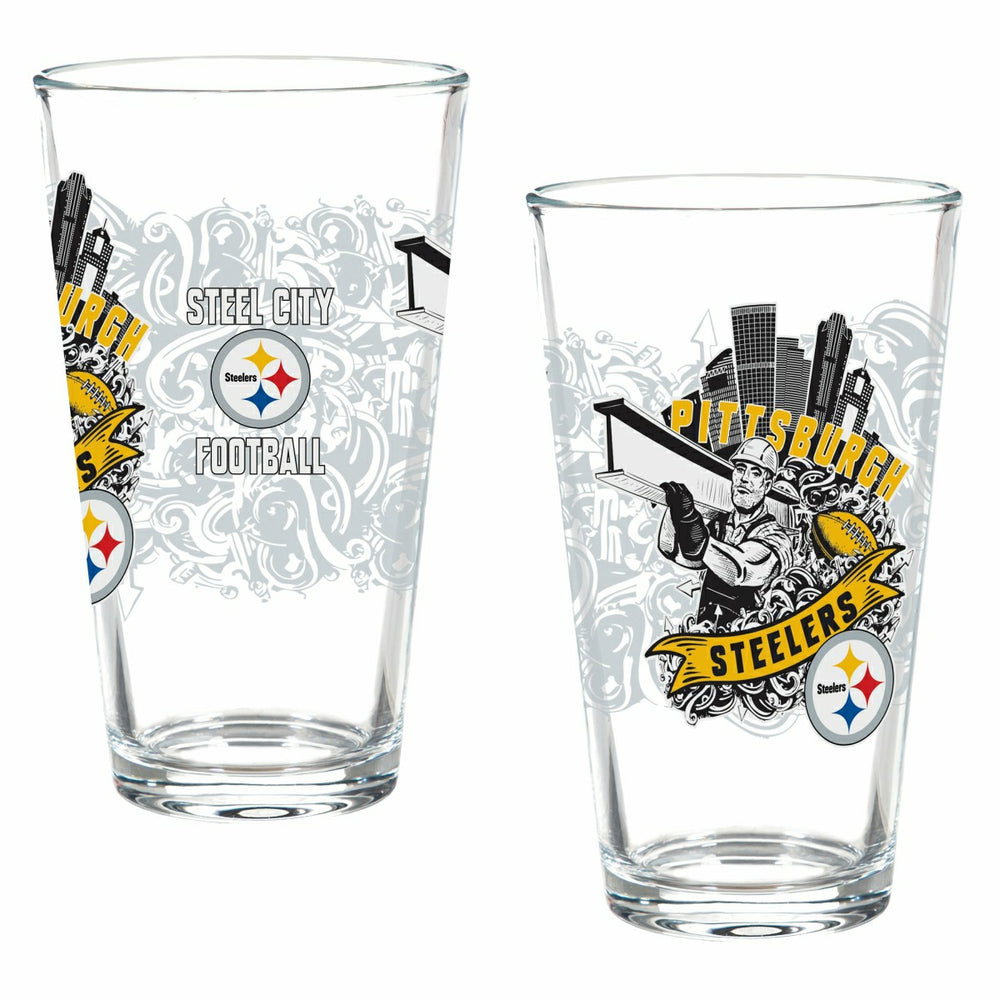 Pittsburgh Steelers 16oz Glass pint, Set of 2, NFL, Home