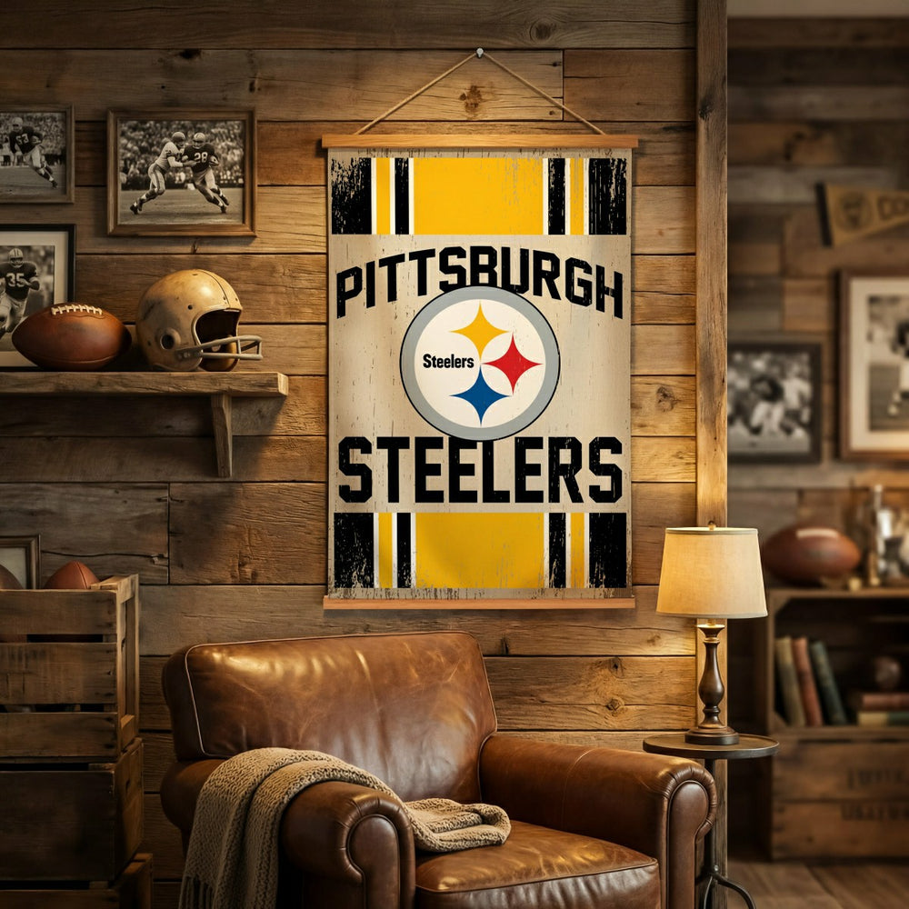 Pittsburgh Steelers, Canvas Wall Tapestry, Medium, 36x24, NFL, Home