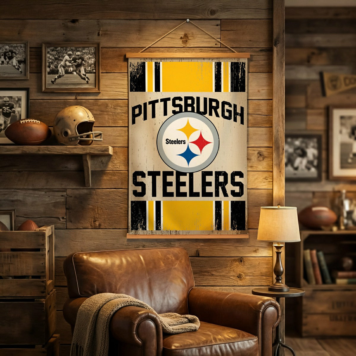 Pittsburgh Steelers, Canvas Wall Tapestry, Medium, 36x24, NFL, Home
