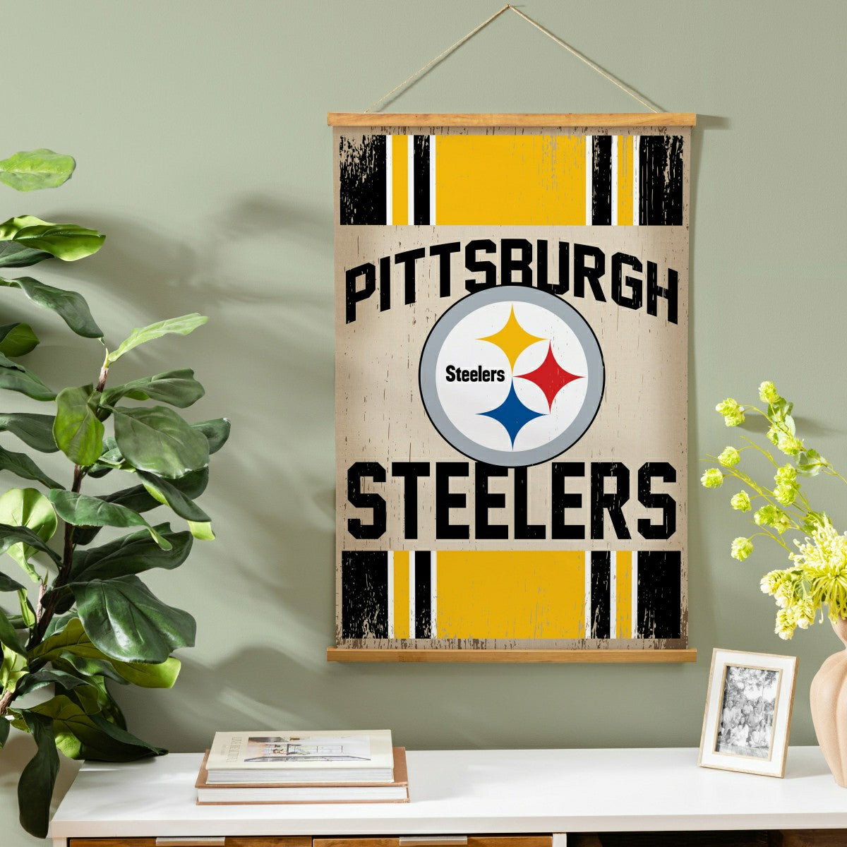 Pittsburgh Steelers, Canvas Wall Tapestry, Medium, 36x24, NFL, Home