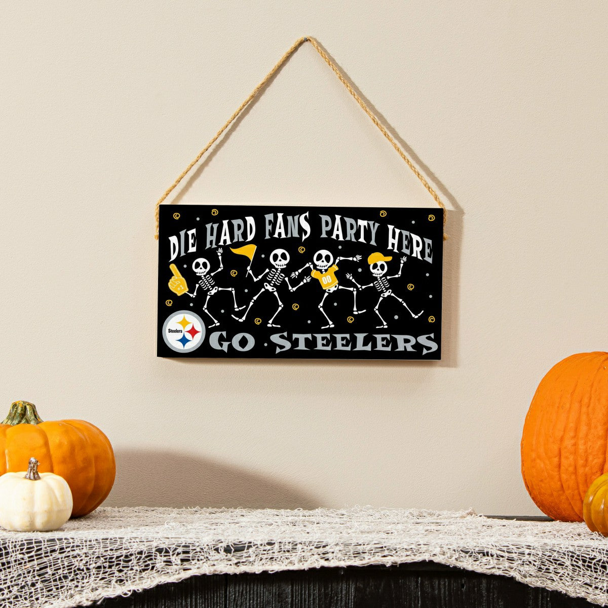 Pittsburgh Steelers Halloween Wood Wall Sign, 6x11, NFL, Home